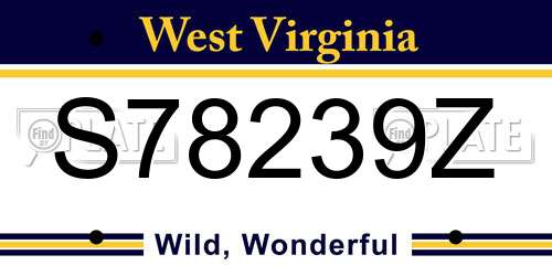 S78239Z West Virginia License Plate