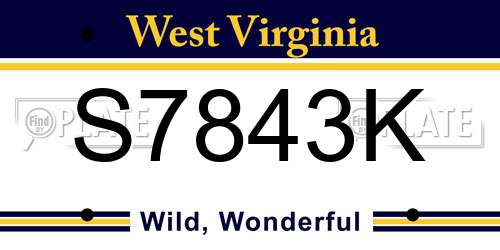 S7843K West Virginia License Plate