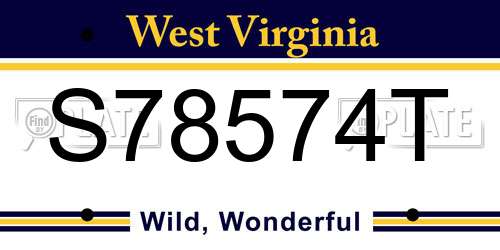 S78574T West Virginia License Plate