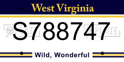 S788747 West Virginia License Plate