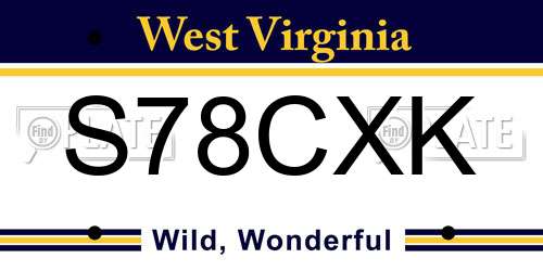 S78CXK West Virginia License Plate