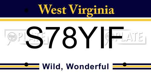 S78YIF West Virginia License Plate