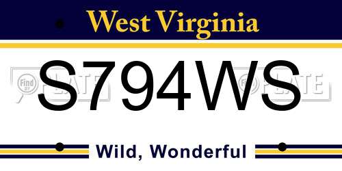 S794WS West Virginia License Plate