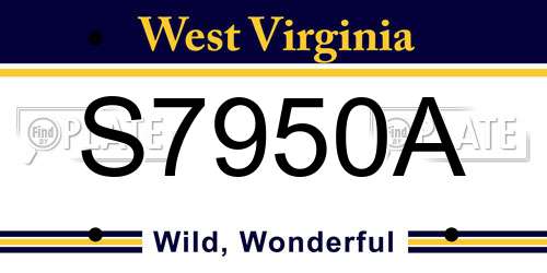 S7950A West Virginia License Plate