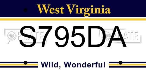 S795DA West Virginia License Plate