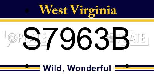 S7963B West Virginia License Plate