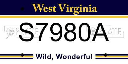 S7980A West Virginia License Plate