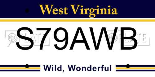 S79AWB West Virginia License Plate