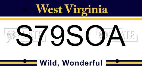 S79SOA West Virginia License Plate