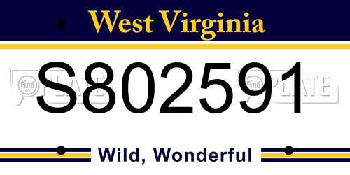 S802591 West Virginia License Plate