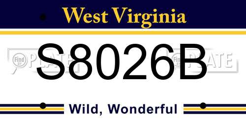 S8026B West Virginia License Plate