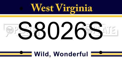 S8026S West Virginia License Plate
