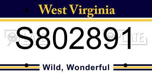 S802891 West Virginia License Plate