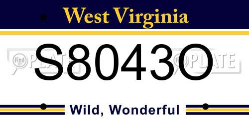 S8043O West Virginia License Plate
