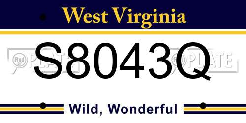 S8043Q West Virginia License Plate