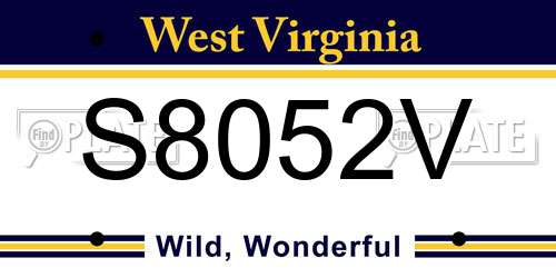 S8052V West Virginia License Plate