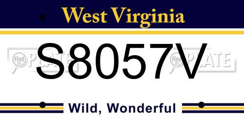 S8057V West Virginia License Plate