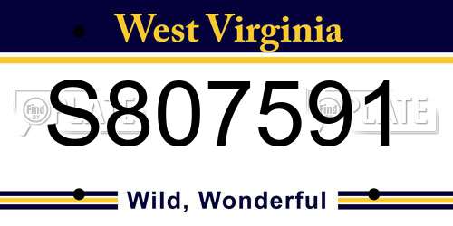 S807591 West Virginia License Plate