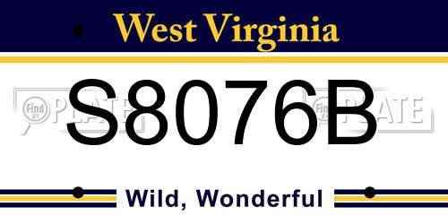 S8076B West Virginia License Plate