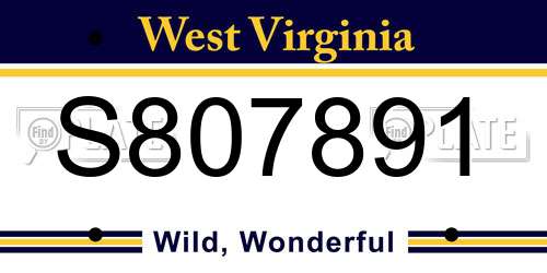S807891 West Virginia License Plate