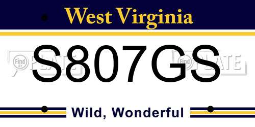 S807GS West Virginia License Plate