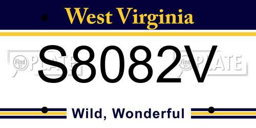S8082V West Virginia License Plate