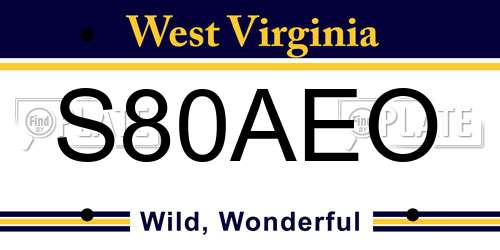 S80AEO West Virginia License Plate