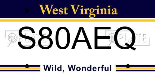 S80AEQ West Virginia License Plate