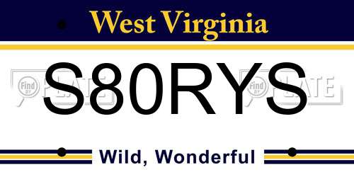 S80RYS West Virginia License Plate