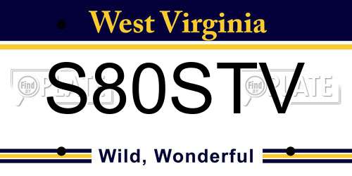 S80STV West Virginia License Plate