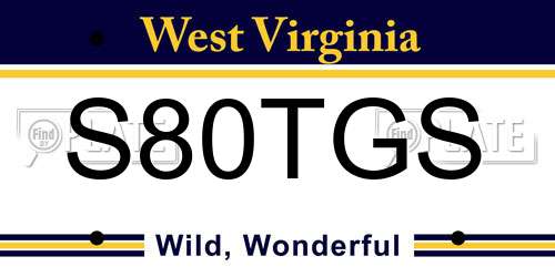 S80TGS West Virginia License Plate