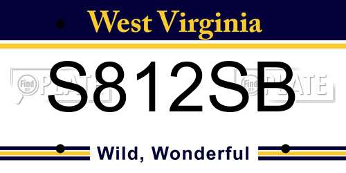 S812SB West Virginia License Plate