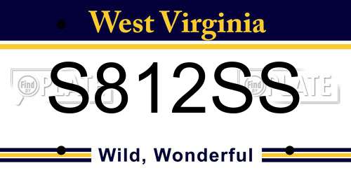 S812SS West Virginia License Plate