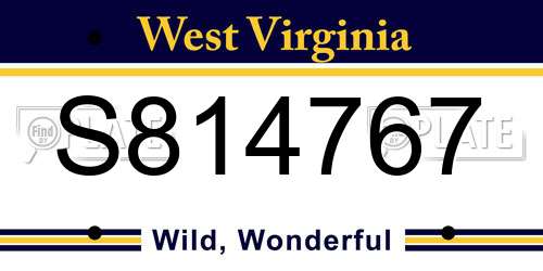 S814767 West Virginia License Plate