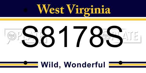 S8178S West Virginia License Plate