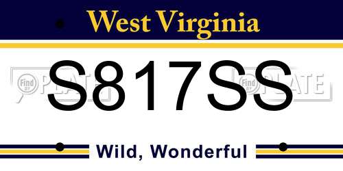 S817SS West Virginia License Plate