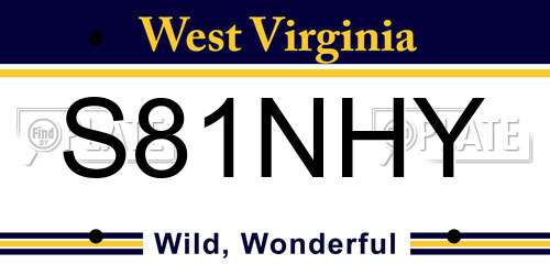 S81NHY West Virginia License Plate