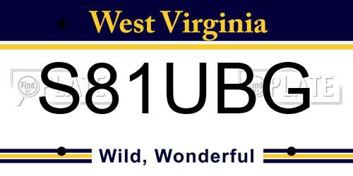 S81UBG West Virginia License Plate