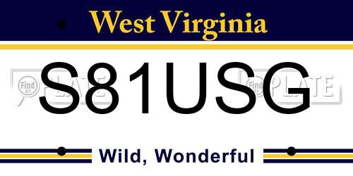 S81USG West Virginia License Plate