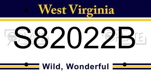 S82022B West Virginia License Plate