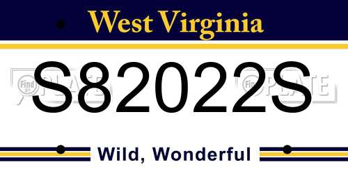 S82022S West Virginia License Plate