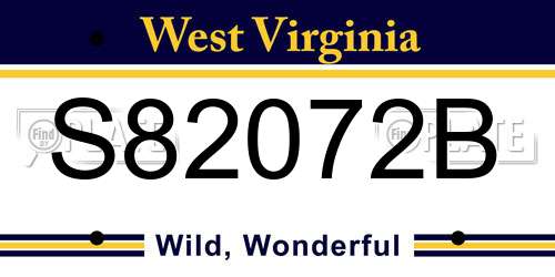 S82072B West Virginia License Plate