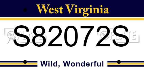 S82072S West Virginia License Plate