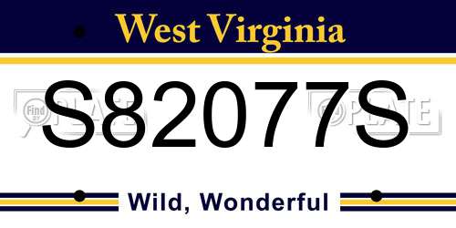 S82077S West Virginia License Plate
