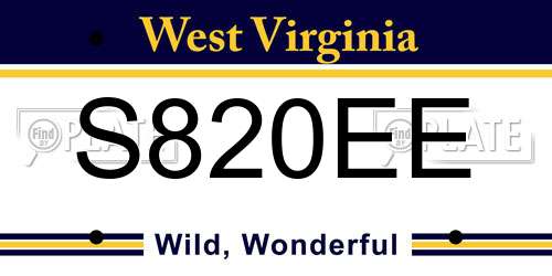 S820EE West Virginia License Plate
