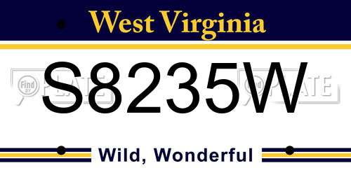 S8235W West Virginia License Plate