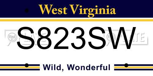 S823SW West Virginia License Plate
