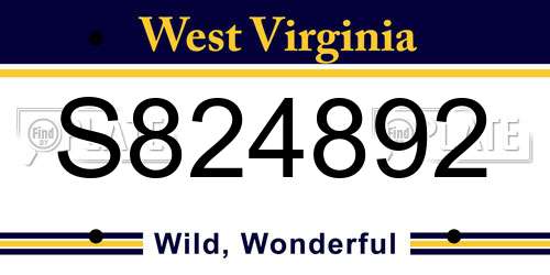 S824892 West Virginia License Plate