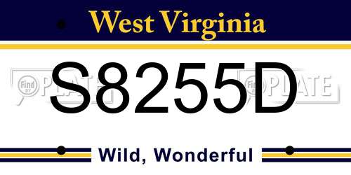 S8255D West Virginia License Plate