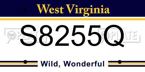 S8255Q West Virginia License Plate